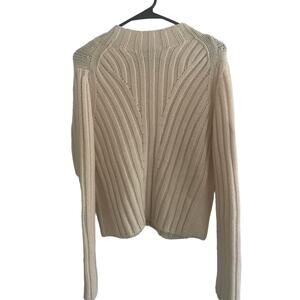 Vince Women's Ivory Rib Transfer Crew Neck Sweater, size medium, B72, $92